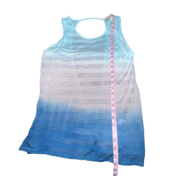 LANGUAGE LA WOMEN TWIST‎ BACK PULLOVER SKY BLUE GREY OMBRE TANK TOP MEDIUM NEW - Picture 5 of 10
